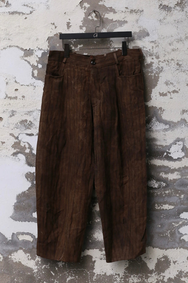 ARCHIVIO J.M.Ribot hand-dyed linen suit/pants AJM-PA55/HR-BROWN pants (G01/HR)